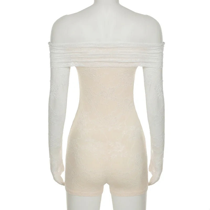 Sisterlinda Autumn Release Junior Short Sexy High Street Jumpsuits M24Q62420Girl Knit Lace White Slim Backless Fashion Jumpsuits