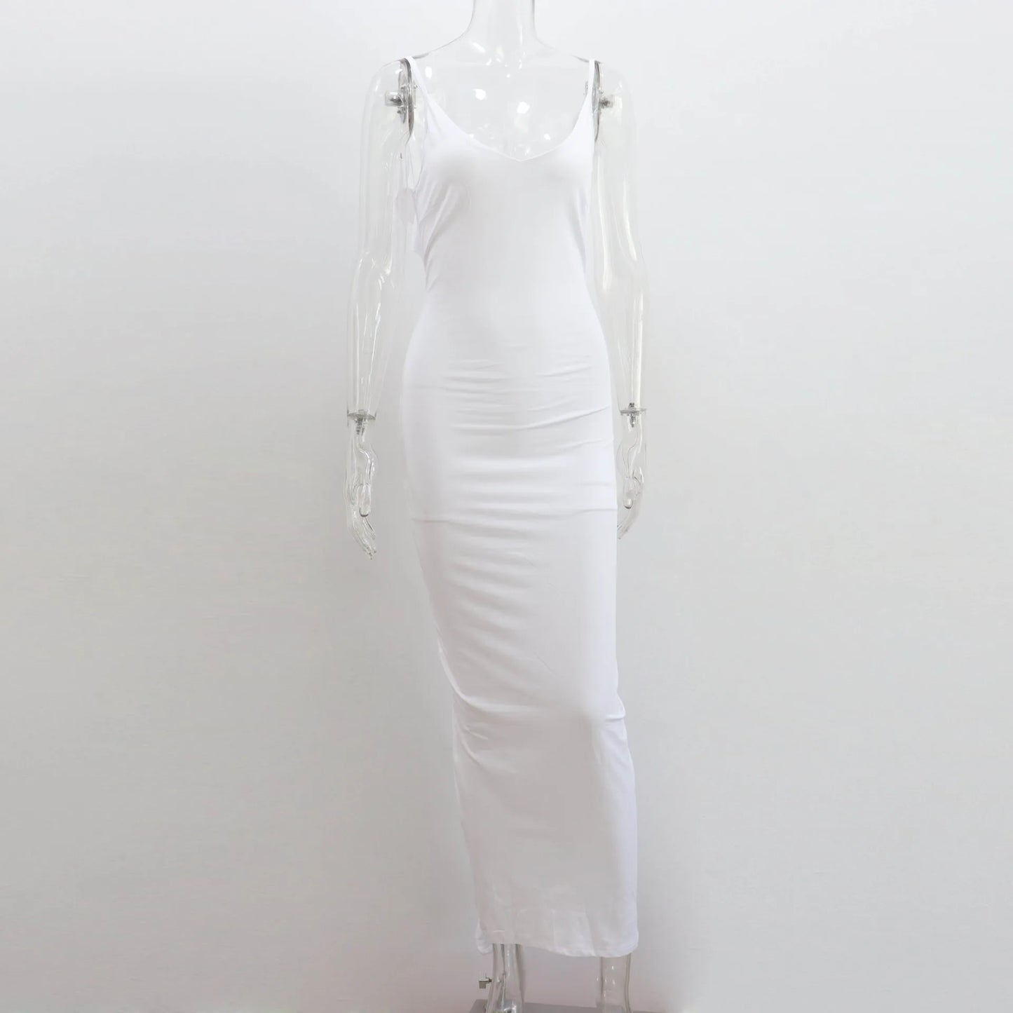 Ruffles Backless Sheath Bodycon Maxi Dresses Party Sleeveless Camisole Robe Femme V Neck Summer Dress Woman Sexy Vestidos Mujer