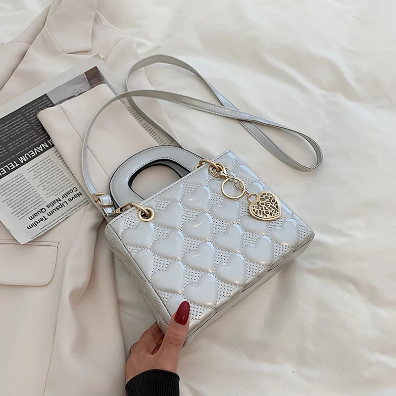 Red Love Patent Leather Bright Surface Handbag High-end Design Sense Wedding Bag Women's New Fashion All-matching Crossbody Bag