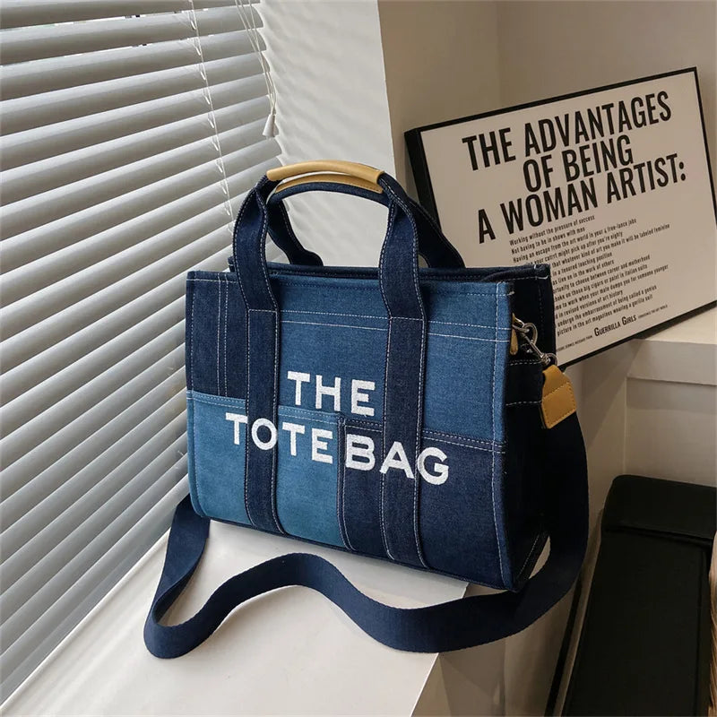 New Fashion Women's Tote Bag Trend Brand Denim Embroidery Crossbody Bag Classic Elegant Shoulder Bag Designer Luxury Handbag