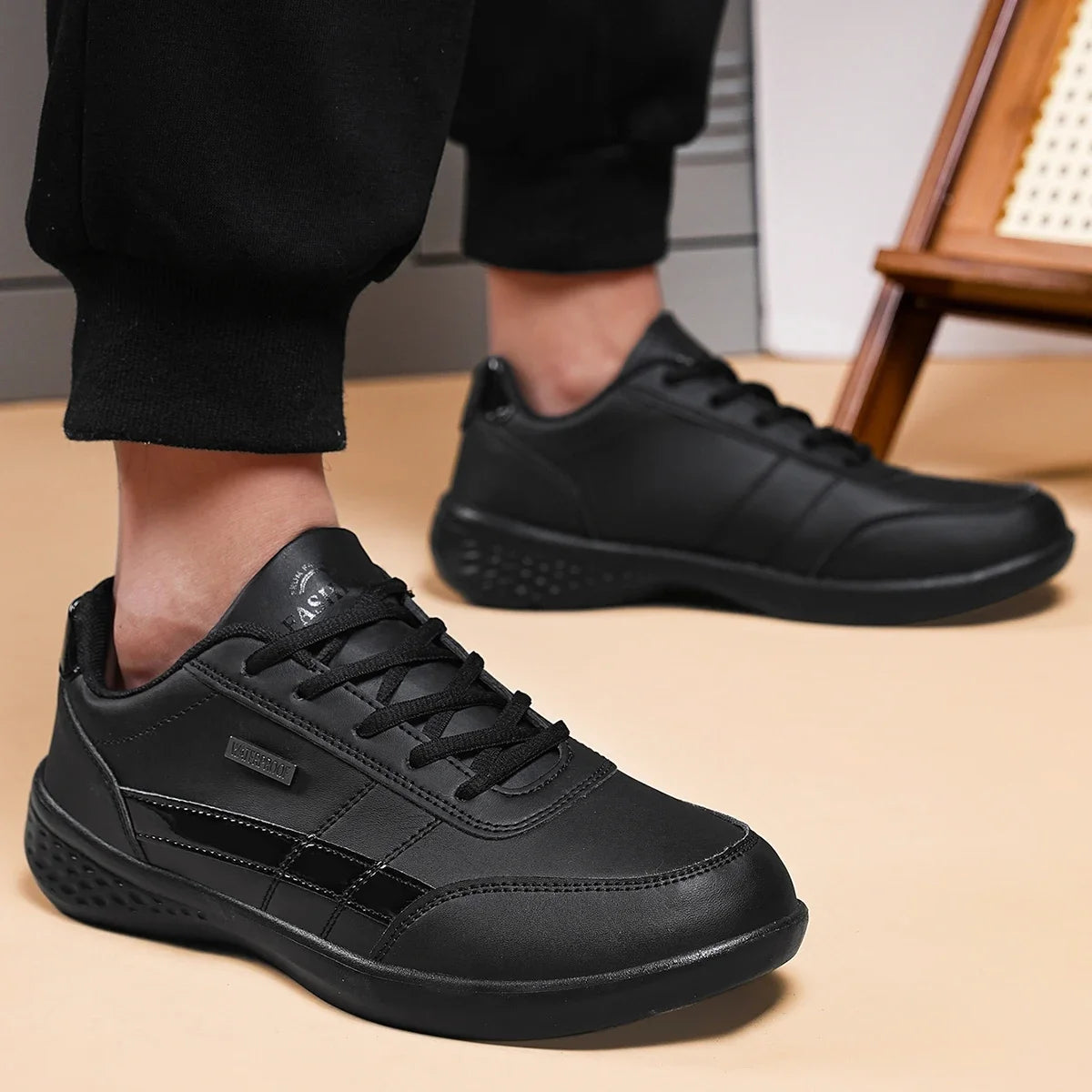 NKLSA New Men's Shoes Spring Autumn Waterproof Walking Sneakers Casual Men Leather Sneakers Non-Slip Shoes Mens Tennis Shoes