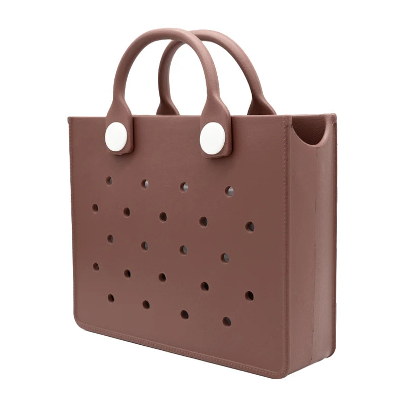 EVA Large Leather Shoulder Bag Handbag Tote Bag Storage for Women Casual Waterproof Beach Bag Hole Fit Charm Fashion Storage Bag