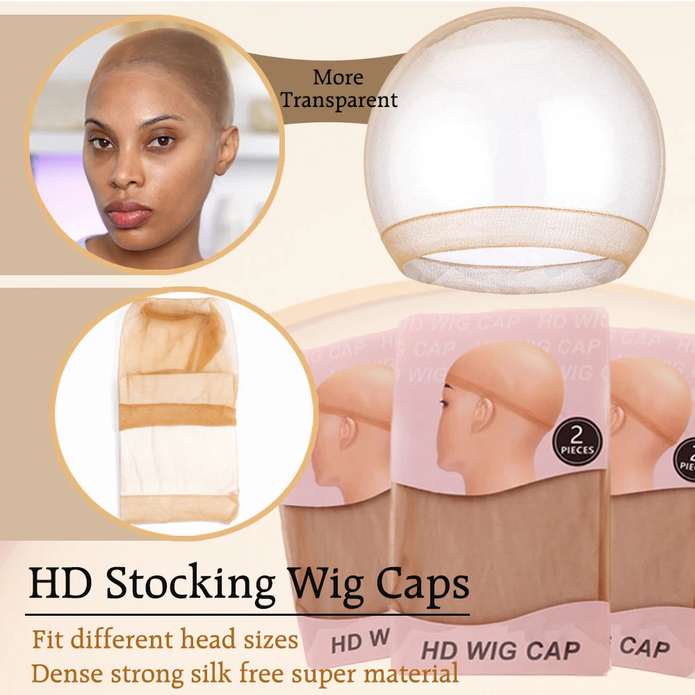 Wholesale HD Wig Caps High Quality Transparent HD Hair Nets Weave Nylon Stretchy Lace Front Wig Cap for Women Men Light Brown