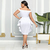 CM.YAYA Women Zipper Side Ruffles Off Shoulder Short Sleeve V-neck Bodycon Midi Dress 2023 Club Evening Sexy Party Dresses