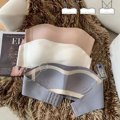 4PCS Women Strapless Bra Seamless Tube Tops Breathable Wireless Wedding Brassiere Push Up Bras Sexy Female Lingerie Invisible