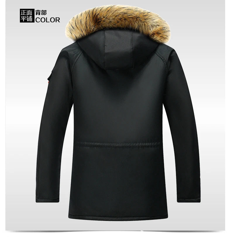 Male Casual Fleece Parkas Clothing Men's Winter Parkas Fur Collar Windbreaker Cotton Padded Thick Warm Jackets Coats Men