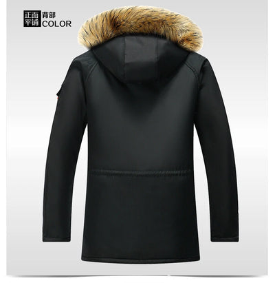 Male Casual Fleece Parkas Clothing Men's Winter Parkas Fur Collar Windbreaker Cotton Padded Thick Warm Jackets Coats Men