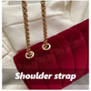 Neon Red Flap Chain Square Bag Velor Leather Fashionable Dating Gift Shoulder & Crossbody Bag With Chain Strap For Women