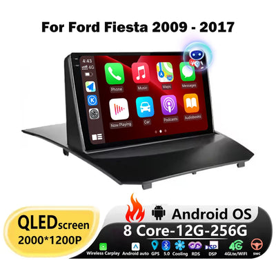 Android Auto Carplay For Ford Fiesta 2009-2017 Car Radio GPS Navigation Multimedia Video Player Tools Head Unit 4G BT No 2din