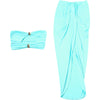 VEITCHE Summer Women Hollow Metal Buckle 2 Piece Skirt Sets Sexy Ruche Tops And Split Maxi Skirt Matching Clubwear Outfits