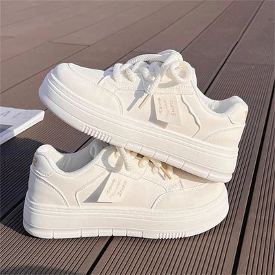 Platform Sneakers For Women Fashion White Sneaker Tennis Shoes Casual Low Top Leather Non Slip Sneakers