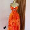 CM.YAYA Women Floral Printed Strap Backless Bra Front Big Swing Maxi Long Dress 2025 Vintage Sexy Club Party Evening Dresses