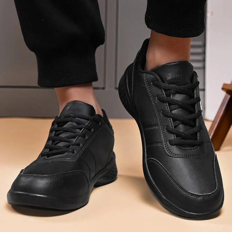 NKLSA New Men's Shoes Spring Autumn Waterproof Walking Sneakers Casual Men Leather Sneakers Non-Slip Shoes Mens Tennis Shoes