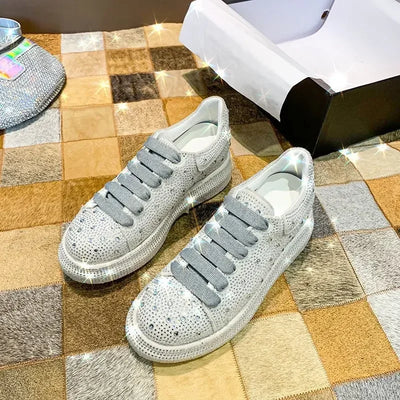 Brand Women's Sneakers Luxury Rhinestones Women Causal Shoes Designer Platform Sport Shoes Fashion Comfort Women Shoes Plus Size