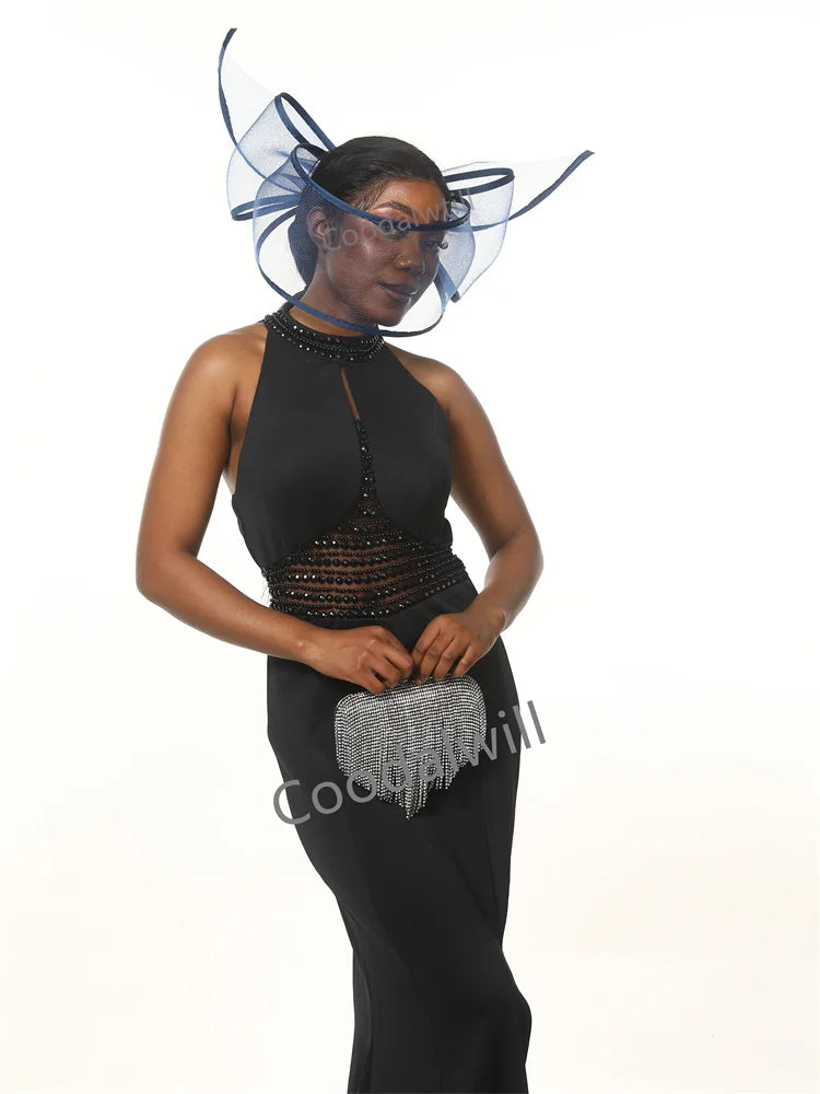 White Net Wedding Fascinator Elegant Hat Women Kentucky Derby Race Headpiece Fashion Party Mesh Chapeau Cap For Ladies Event