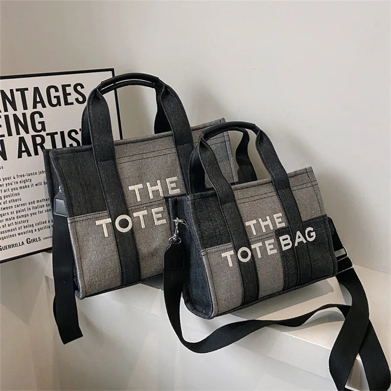 New Fashion Women's Tote Bag Trend Brand Denim Embroidery Crossbody Bag Classic Elegant Shoulder Bag Designer Luxury Handbag