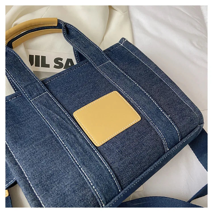 New Fashion Women's Tote Bag Trend Brand Denim Embroidery Crossbody Bag Classic Elegant Shoulder Bag Designer Luxury Handbag