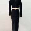 Sexy Long Sleeves Bandage 2-Piece Sets Women Turtleneck Shiny Diamonds Flower Top + Bodycon Mini  Skirts Suits Evening Party Set