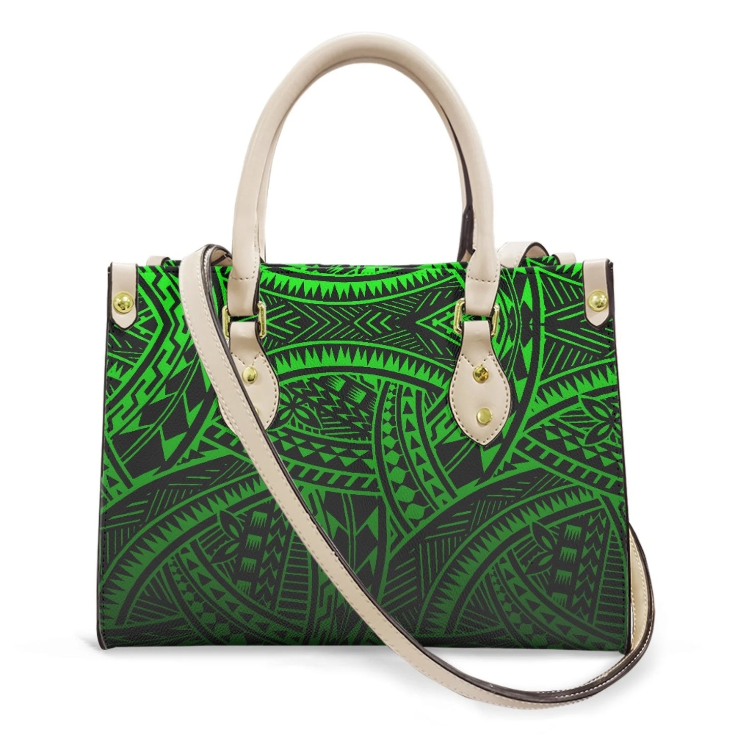 Women Pu Handbag Custom Wholesale Polynesian Tribal Floral Design Women Shoulder Bag Large Capacity Travel Temperament Women Bag