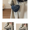 Vintage Y2K Small Chain Rivet Shoulder Bag Heart Shaped Purse Handbag Red PU Leather Gothic Tote Bag Fashion Women Crossbody Bag