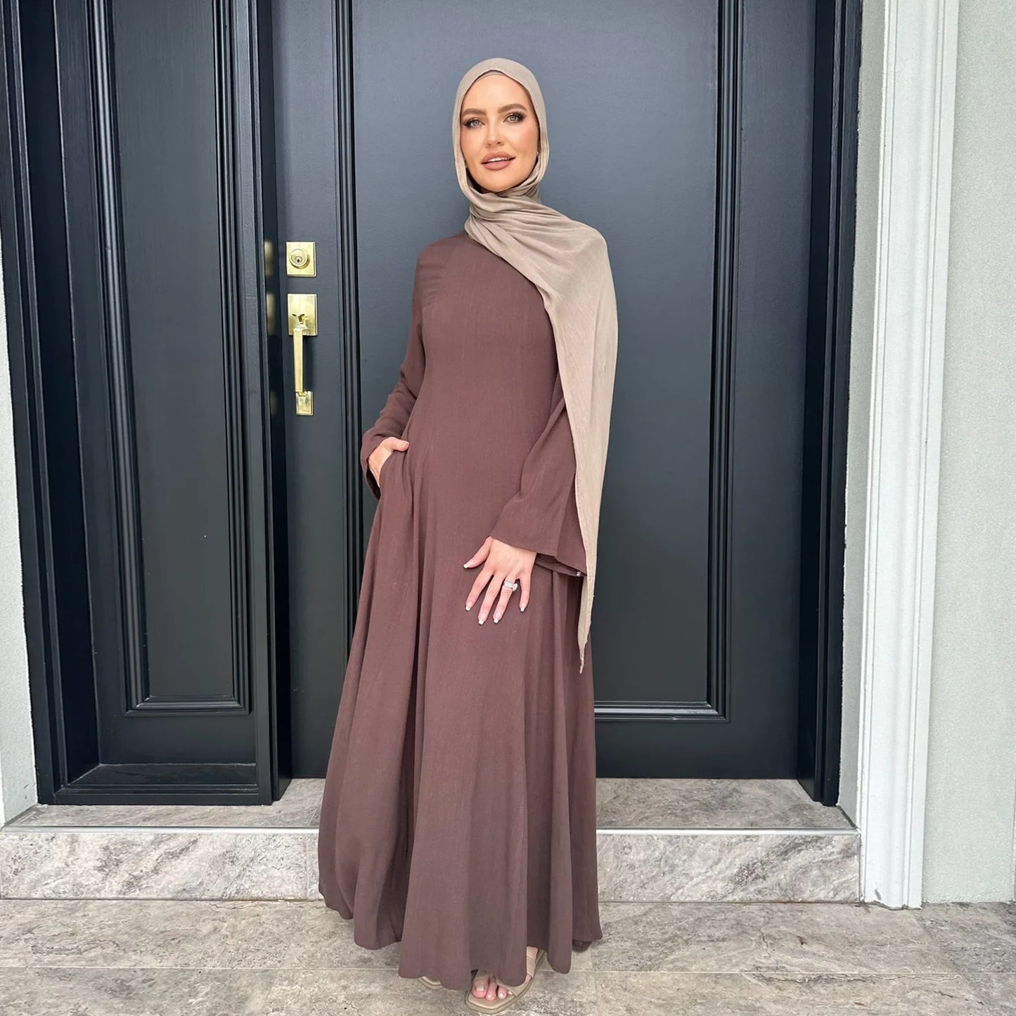 Clothes for Muslim Women Solid Robe Malay Turkey Dubai Zipper Cardigan Robe Fashion Simplicity Summer Dress Abayas for Women