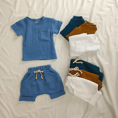 Organic Cotton Baby Clothes Set Summer Casual Tops Shorts For Boys Girls Set Unisex Toddlers 2 Pieces Kids Baby Outifs Clothing - MAGUSTA BEAUTY