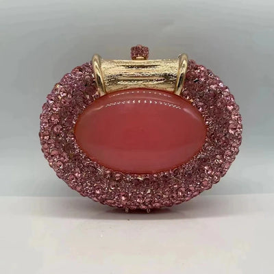XIYUAN Oval Shaped Crystals Evening Clutch Bags Women Boutique Diamond Clutch Purses And Handbags Bridal Wedding Gem Phone Purse