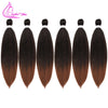 Refined Hair Pre stretched EZ Braid Synthetic Ombre Brown Light Brown Braids Extensions Senegal Twist Yaki Straight Crochet Hair