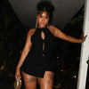 Women Halter Irregular Sexy 2 Piece Set  Hollow Knot Backless Tops+Skinny Peach Hip Skirts Midnight hottie Wild Suits