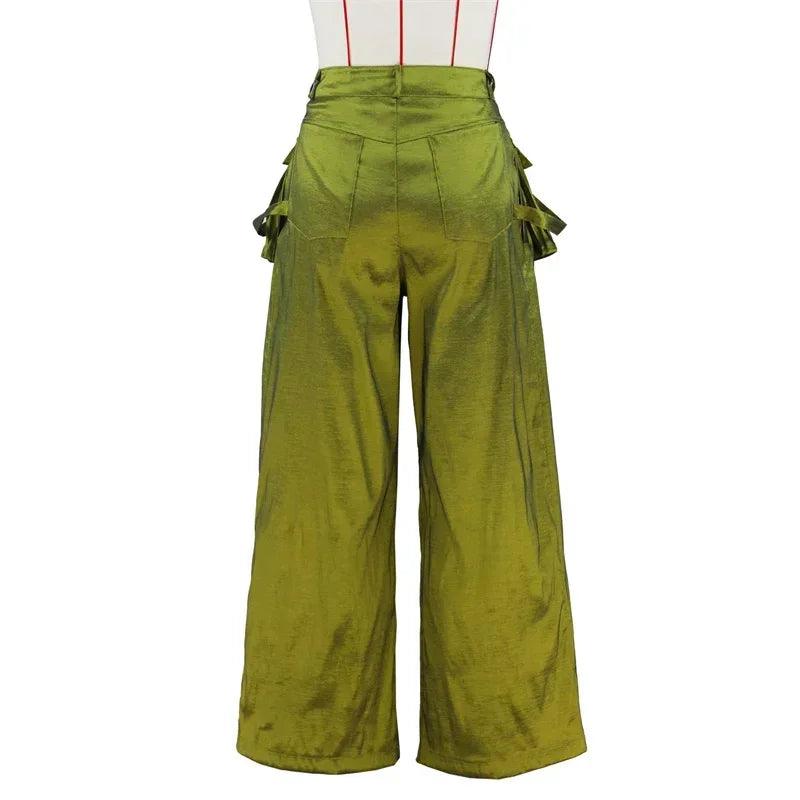Fashion Streetwear High Waist Removable Pockets Wide Leg Pants for Women INS Hip Hop Casual Loose 2024 Spring Summer Trousers - MAGUSTA BEAUTY