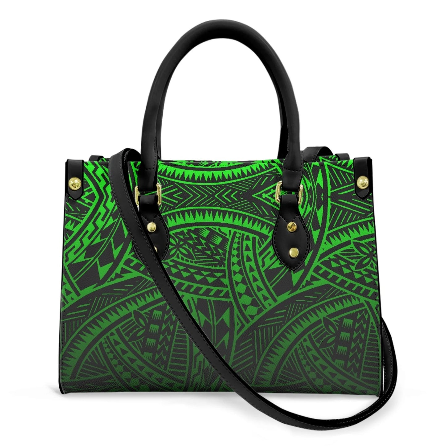 Women Pu Handbag Custom Wholesale Polynesian Tribal Floral Design Women Shoulder Bag Large Capacity Travel Temperament Women Bag