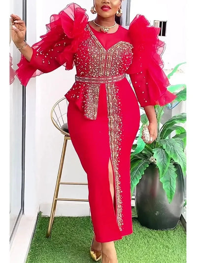 Elegant African Dresses for Women 2025 New Africa Clothing Plus Size Turkey Wedding Party Long Dress Dashiki Ankara Outfits Robe