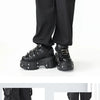 New Punk Style Women Shoes Lace-up Heel Height 6CM Platform Shoes Woman Gothic Ankle Rock Boots Metal Decor Woman Sneakers