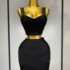 Women Sexy Top Short Skirt Bodycon Bandage Two Pieces Sets White Black 2025 Evening Party Luxury Birthday Outfit Nightclub Suits