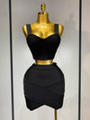 Women Sexy Top Short Skirt Bodycon Bandage Two Pieces Sets White Black 2025 Evening Party Luxury Birthday Outfit Nightclub Suits