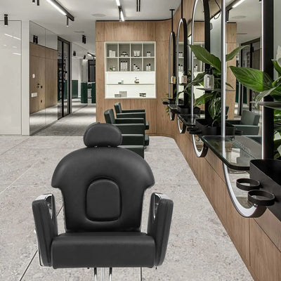 360 Degrees Swivel 90°-130° Reclining for Hair Stylist, Max Load Weight 330 lbs, Beauty Salon Equipment, Black