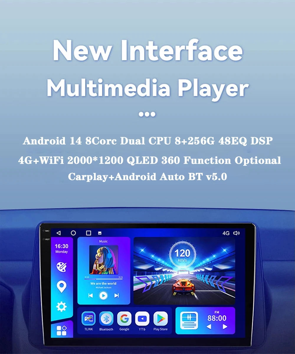 Android 14 For Toyota Tundra XK50 2007 - 2013 Sequoia XK60 2008 - 2017 Car Radio Multimedia Video Player Navigation Screen Auto