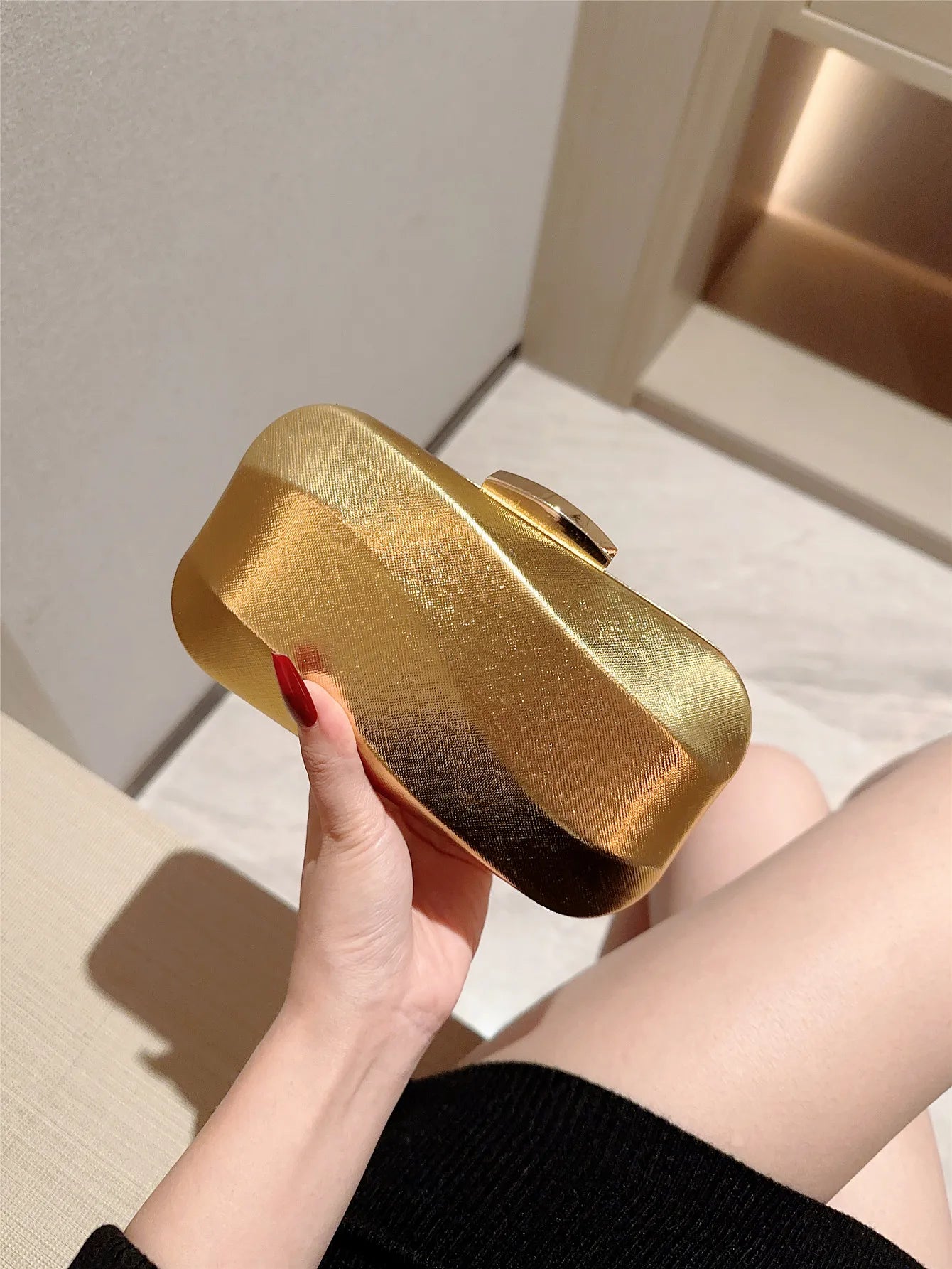 High-End Textured Square Box-Shaped Evening Bag Clutch Bag Chain Bag Banquet Bag Cheongsam Bag Evening Dress Bag Wedding Bag