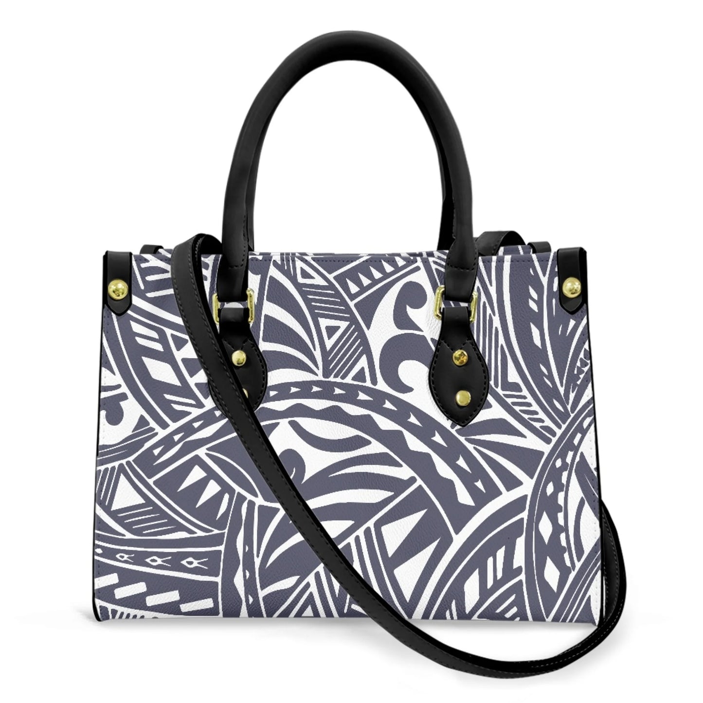 Women Pu Handbag Custom Wholesale Polynesian Tribal Floral Design Women Shoulder Bag Large Capacity Travel Temperament Women Bag