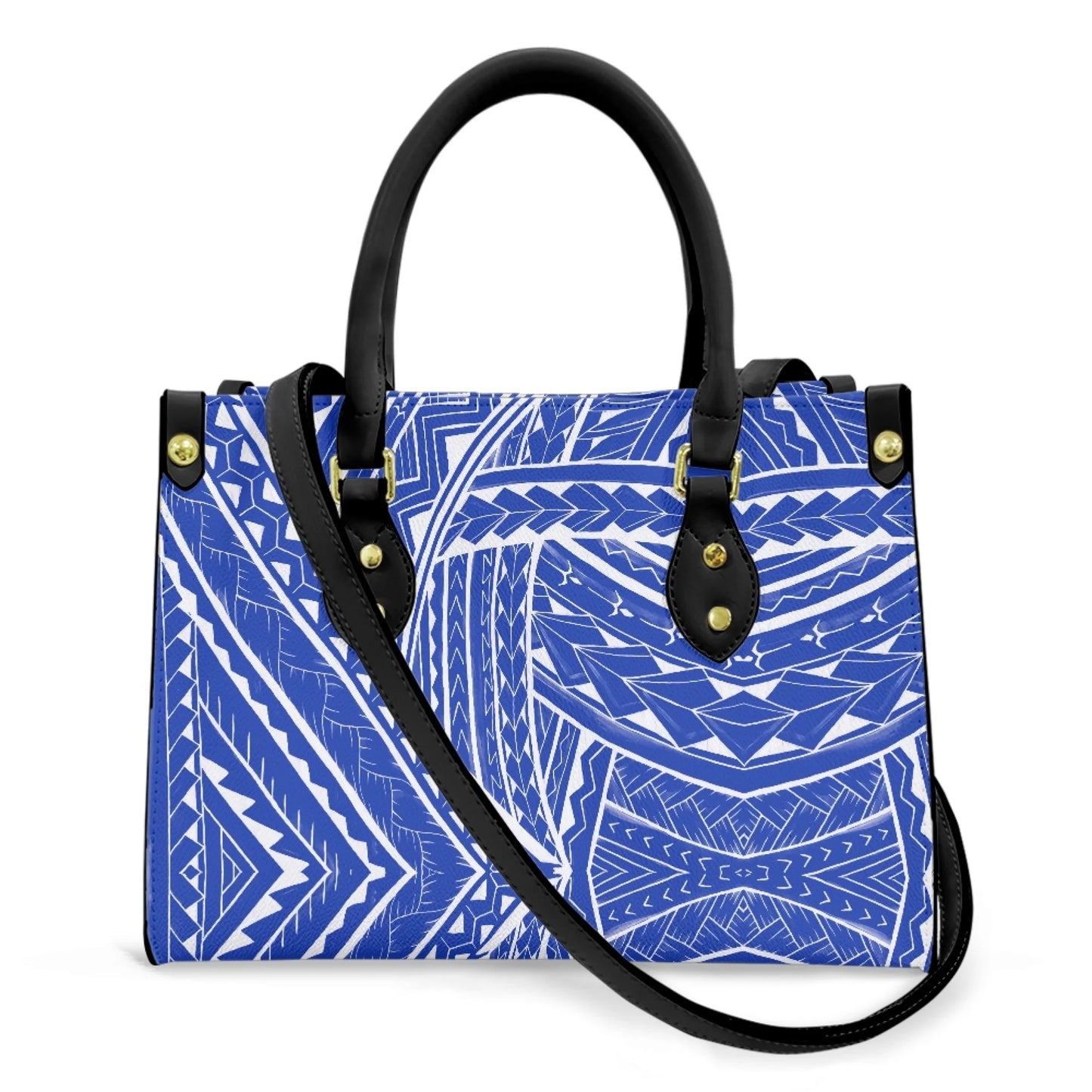 Women Pu Handbag Custom Wholesale Polynesian Tribal Floral Design Women Shoulder Bag Large Capacity Travel Temperament Women Bag