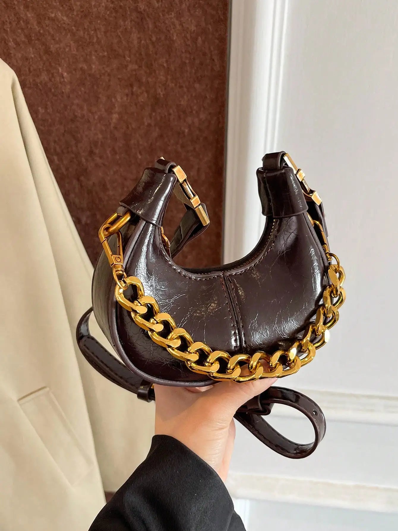 Fashionable Small Handbag, Minimalist Stylish Texture Elegant Style Shoulder Bag, New Casual 	Top Handle Bag For Women