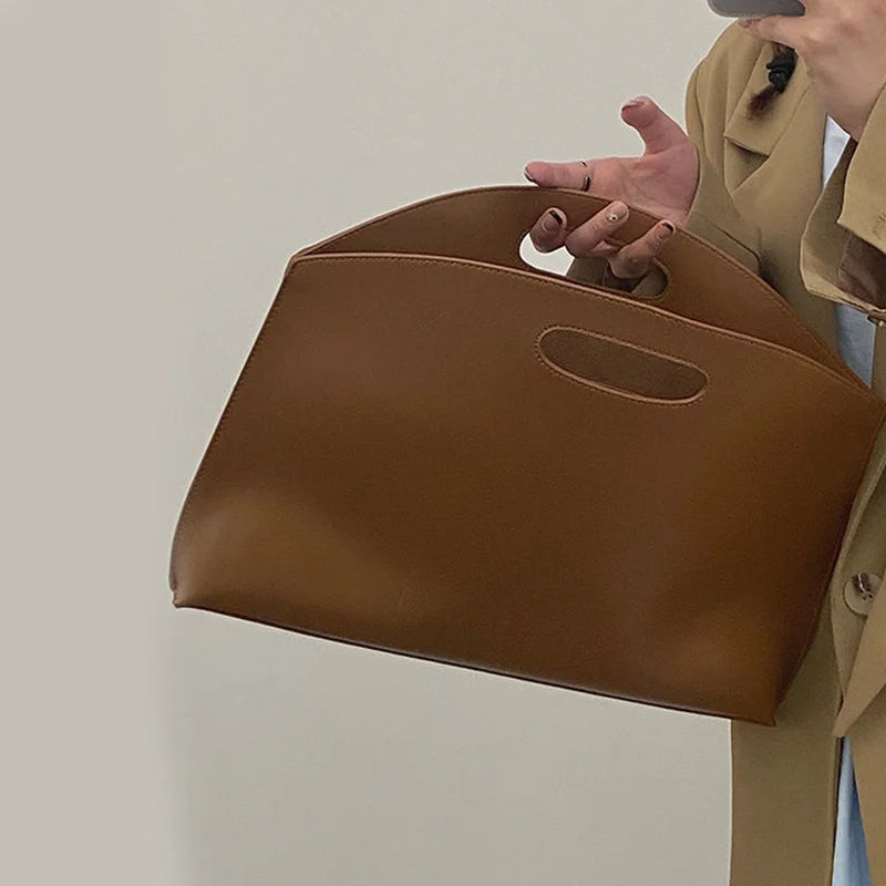 Women's Handbag New Large-capacity File Bag Fashionable Versatile Commuter Bag Leather Briefcase Envelope Clutch Bag