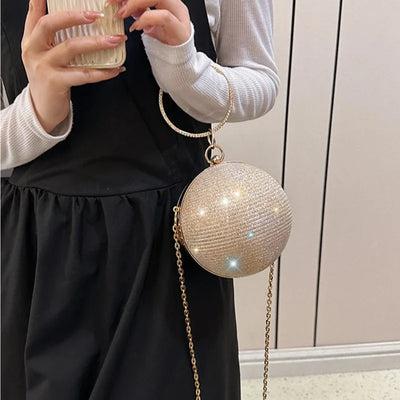 Circular Ring Portable Evening Bags Metal Sliver Round Ball Handbags for Lipstick Elegant Luxury Clutch Purse Wedding Wallets