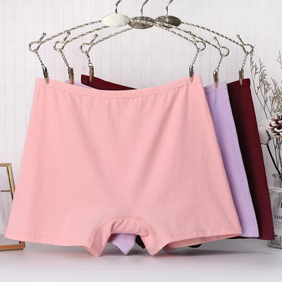 3pcs Cotton Women Panties Lady Plus Size Boxer Underwear High Waist Briefs Solid Color Female Shorts Safety Panty