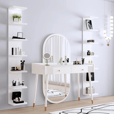 7 Tier Wall Shelf Unit Floating Decorative Shelves,White Lack Wall Shelf,Display Floating Shelf with LED Remote Control Light