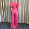 White Blue Yellow Red One-piece Short Sleeve Overalls For Women Pants Jumpsuit Wedding Evening Party Clothing Plus Size Bodysuit