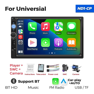 2DIN MP5 Video Player 7'' Universal Car Radio Multimedia Support Bluetooth USB TF FM Carplay Android Auto Touch Stereo Autoradio