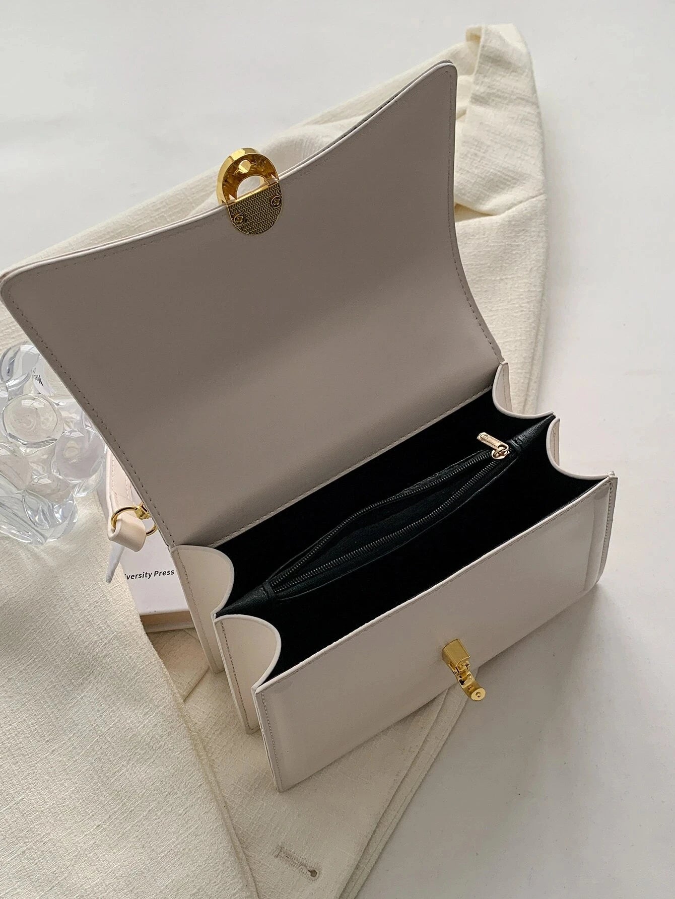 Bow Decor Lightweight Flap Bag, Business Casual Mini Women's Shoulder Bag Skinny Scarf Decor Square Bag For Teen Girls Women