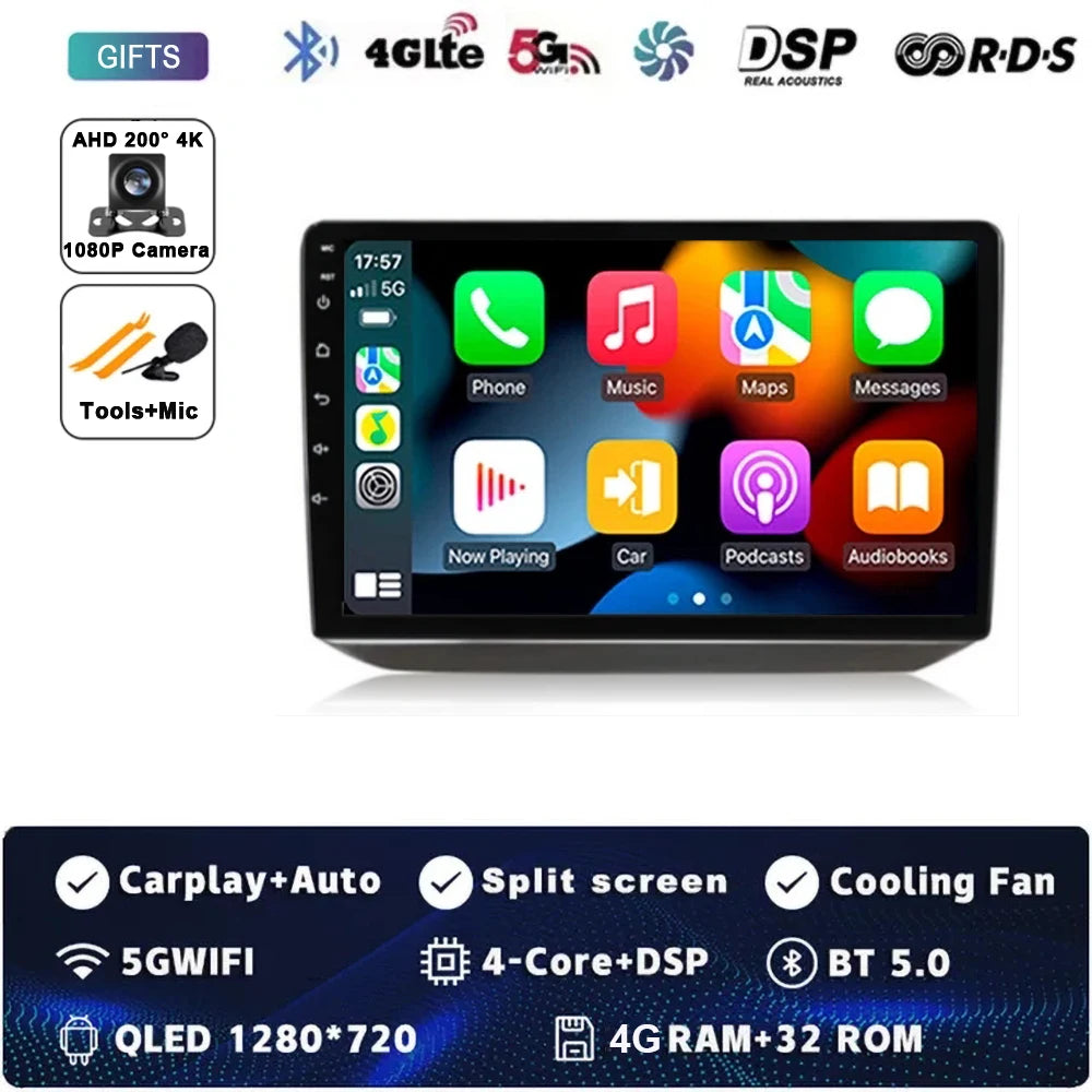 Android 14 Car Radio For Skoda Fabia 2 2007-2014 Multimedia Navigation GPS 4G WIFI Carplay Android Auto Player Carplay QLED 360