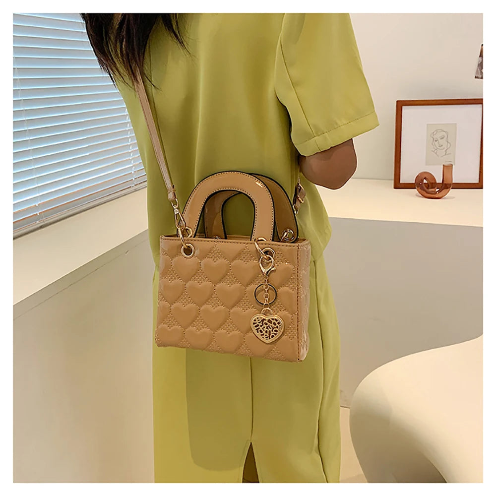 Red Love Patent Leather Bright Surface Handbag High-end Design Sense Wedding Bag Women's New Fashion All-matching Crossbody Bag